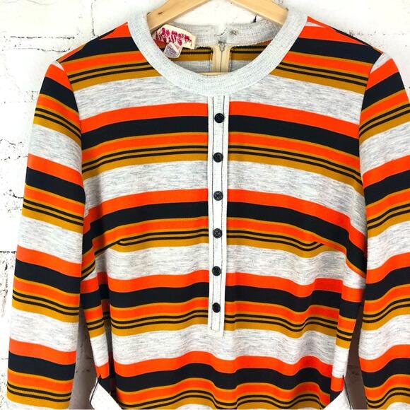 Vintage Kay Windsor Orange Gold Striped Dress - Picture 2 of 10